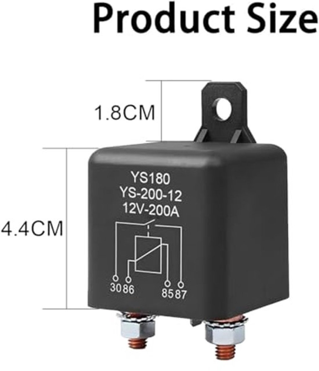 Relais 12 V 200 A auto-relaisbatterijen, startrelais voor auto, normaal gesproken open voor batterij, aan/uit-bediening, relais voor normale starter open, relais voor zware toepassingen voor