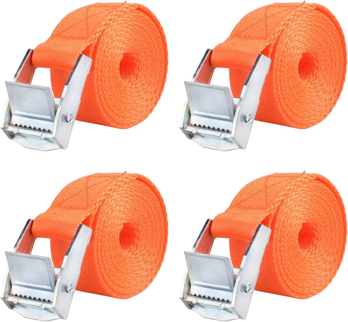 Verstelbare spanbanden met gesp, 25 mm breed, voor het bevestigen van bagage tot 200 kg, set van 4 stuks