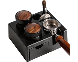 Tamperstandaard voor koffiesets, wasbaar en antislip, organizer voor espressostation, geschikt voor cafés en koffieliefhebbers, zwart kunststof, 51-58 mm