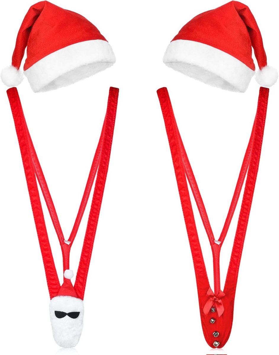 Grappige Santa Hoedenset van 4 voor Volwassenen - Kerstmis Kostuum, Santa Claus Cosplay, Feestaccessoires, Rood, One Size