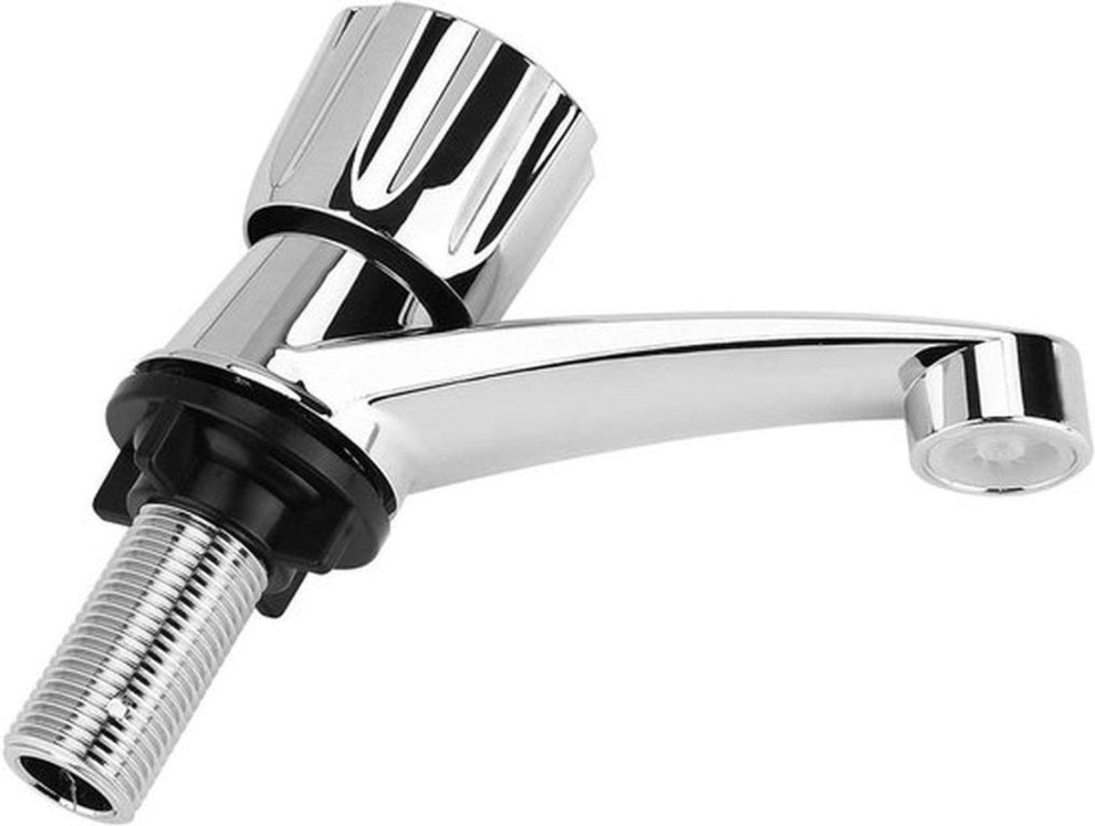 Enkele koude waterkraan van duurzaam ABS plastic met eengreepsbediening en 1/4 draaibeweging voor wastafel en gootsteen, ideaal voor waterbesparing
