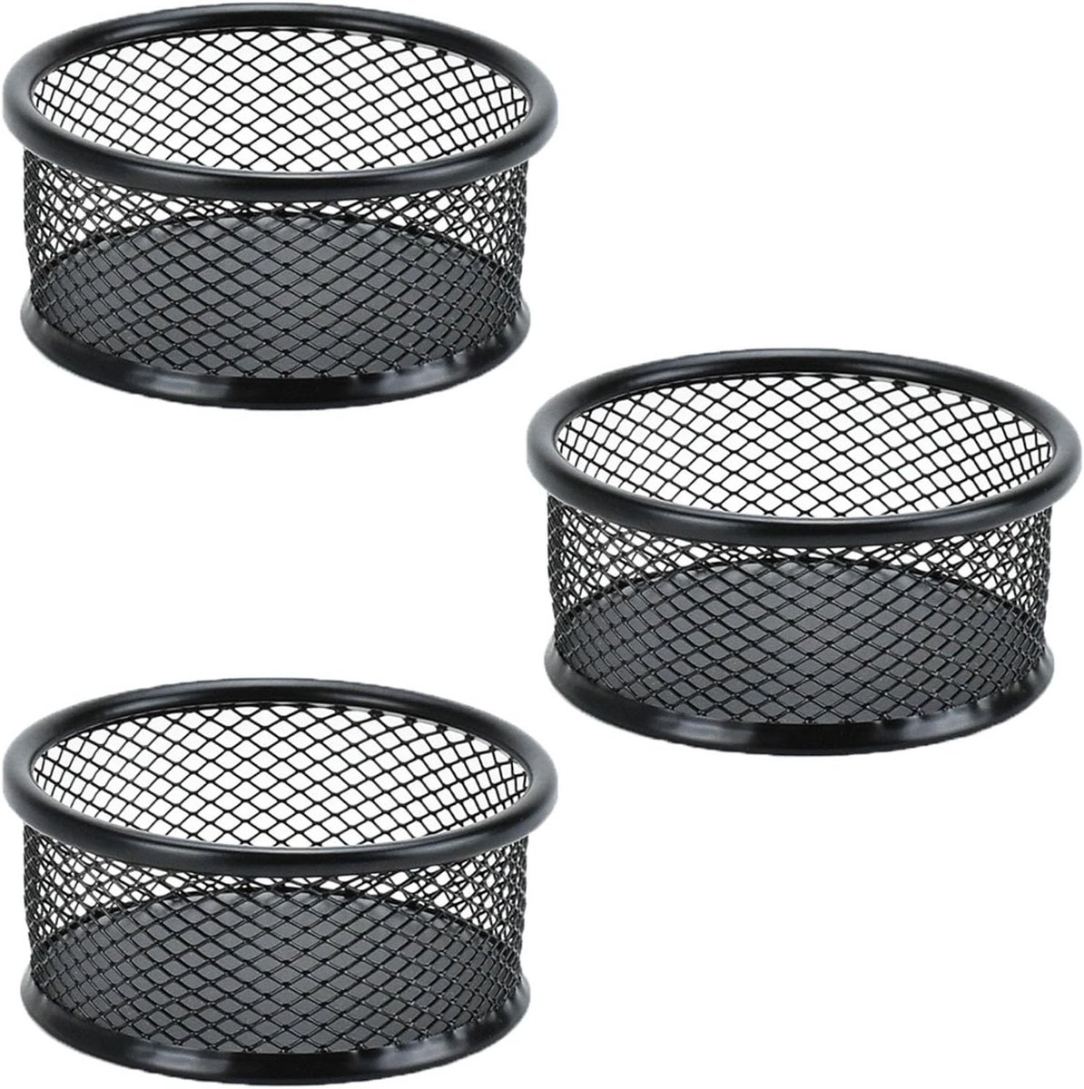Set van 3 metalen papercliphouders in mesh design, praktische organizer voor kantoor, thuis en school