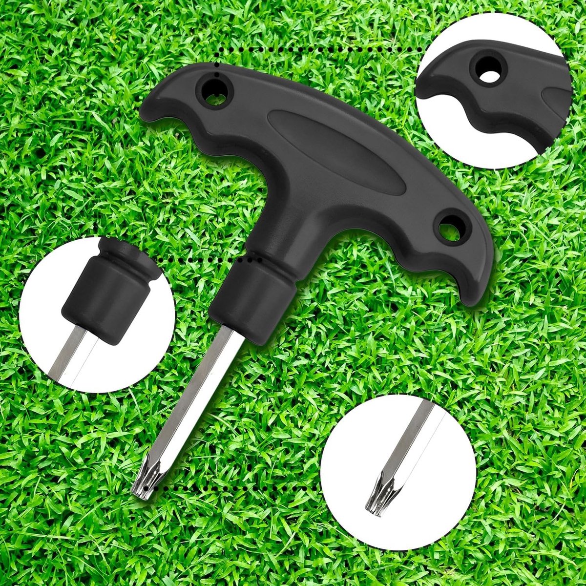 Stainless Steel Golf Gereedschap met Kunststof Handvat voor Verstelling, Spike Sleutel en Driver Adapter (Zwart)