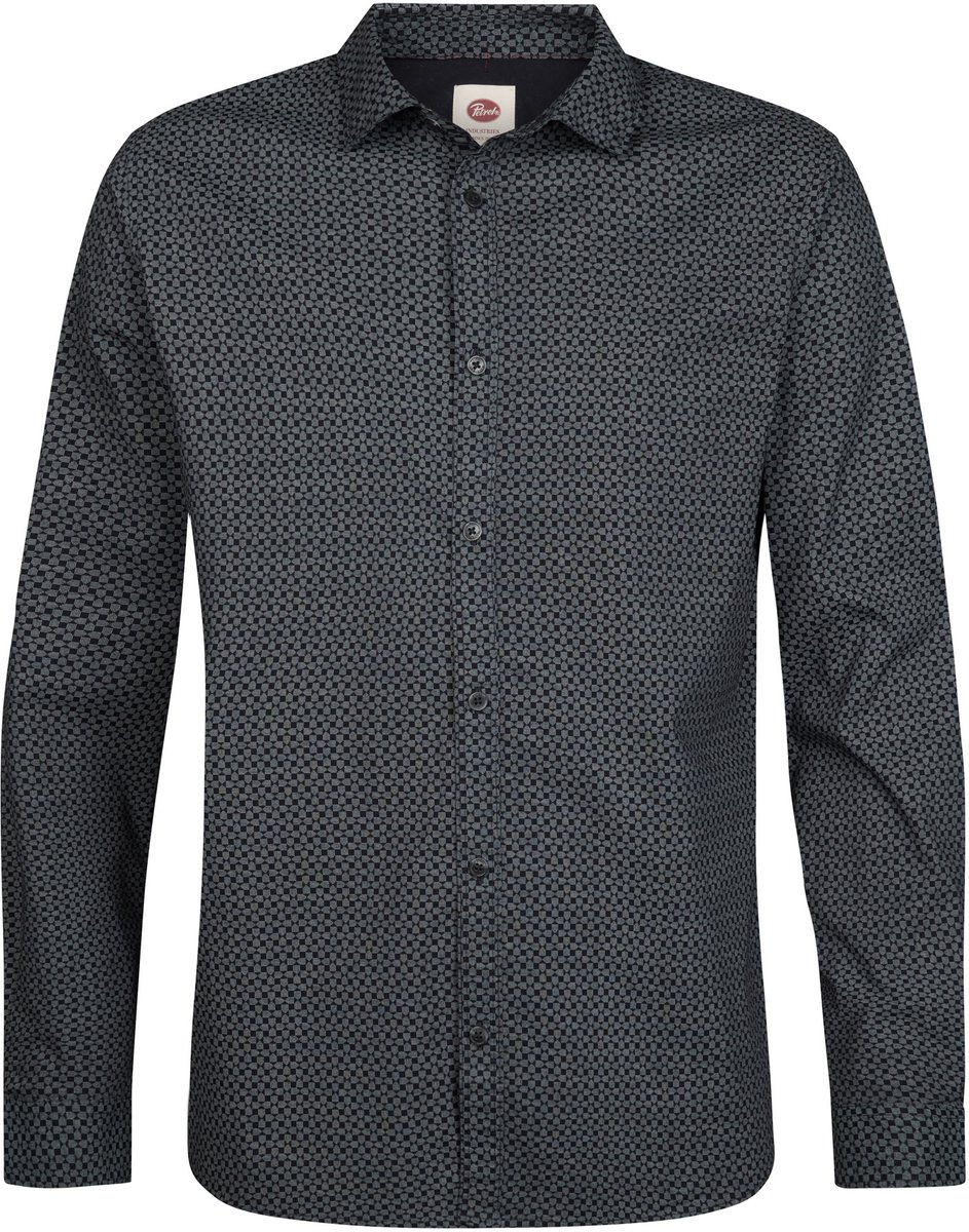 Petrol Industries - Heren Slim fit overhemd met subtiele print steelworks - Blauw - Maat XXXL