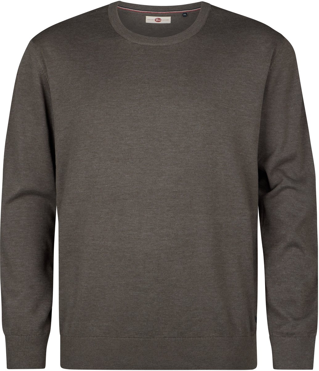 Petrol Industries - Heren Plus Size Fijngebreide trui met ronde hals ironbend - Groen - Maat 5XL