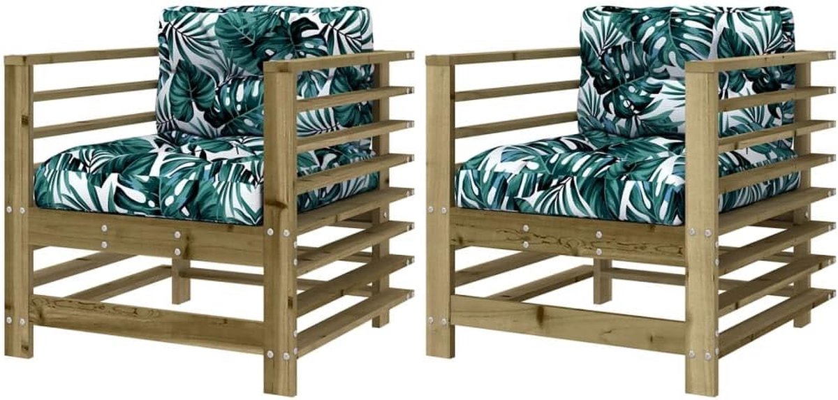 Tuinstoelen met kussens - Balkonstoelen Terrasstoelen - Buiten Ontspannen - Onder druk geïmpregneerd - 635 x 635 x 60 cm