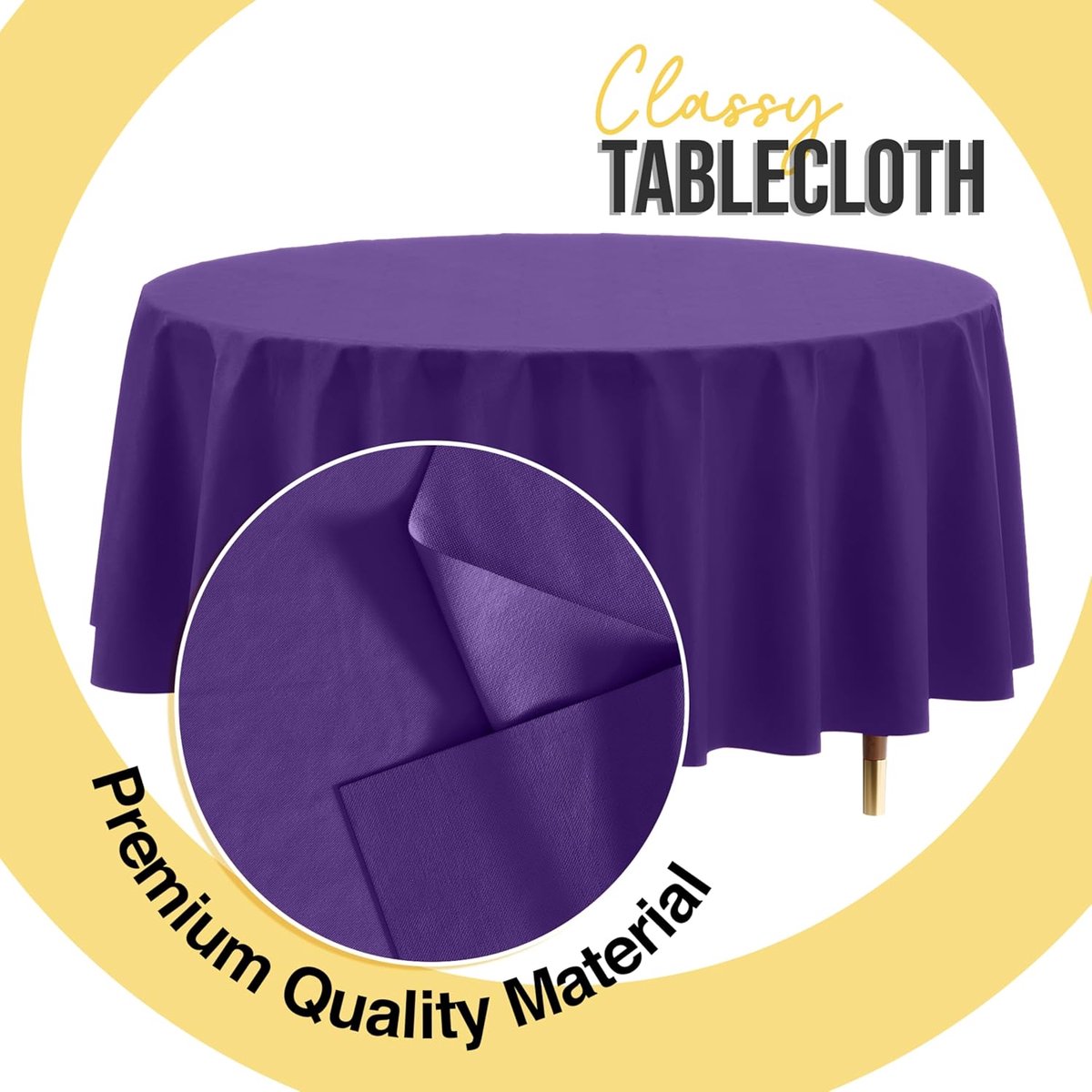 Rond Tafelkleed - Plastic Kleed - Feestelijke Dekking - 66% Dikker Materiaal - 213 cm - Paars
