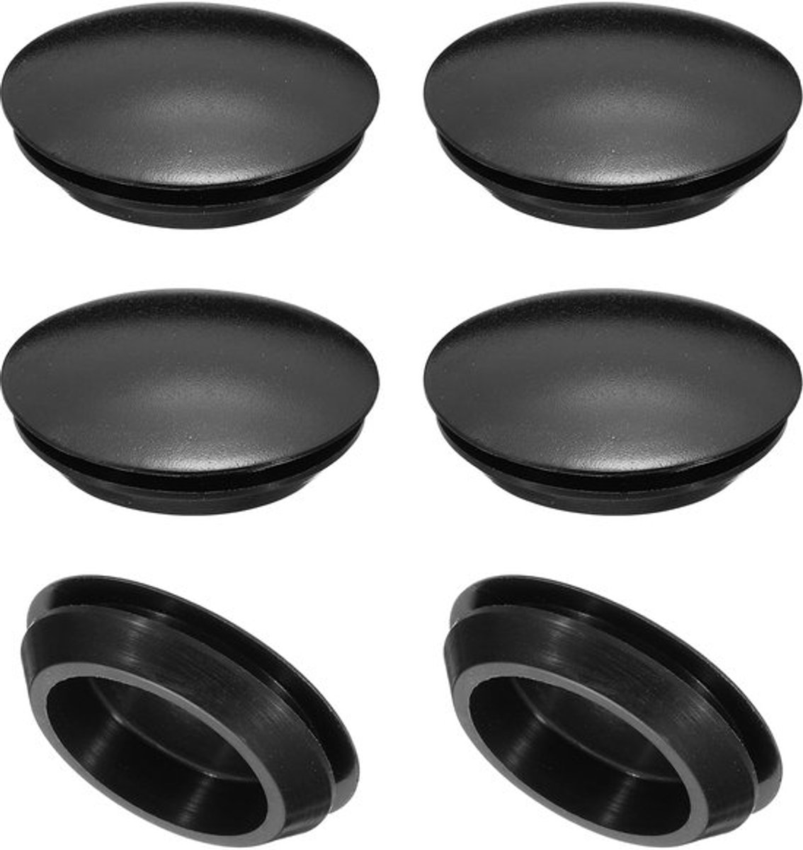 Silicone Rond Snap 50mm - 6 Stuks - Zwart - Voor 2.5-50mm Gat