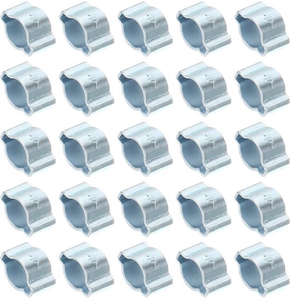 50pcs 5-7mm Dubbele Oor Slangklemmen - Gegalvaniseerd Staal Voor Brandstof- en Vloeistofsystemen - Zilver