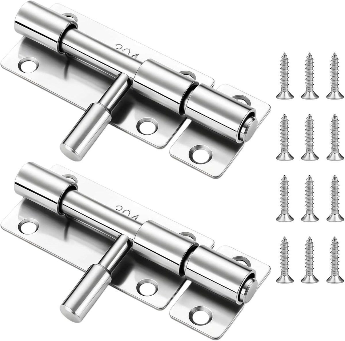 Dailygoods - 2 Stuks Roestvrij Stalen Grendelslot met Schroeven, 9.5 cm