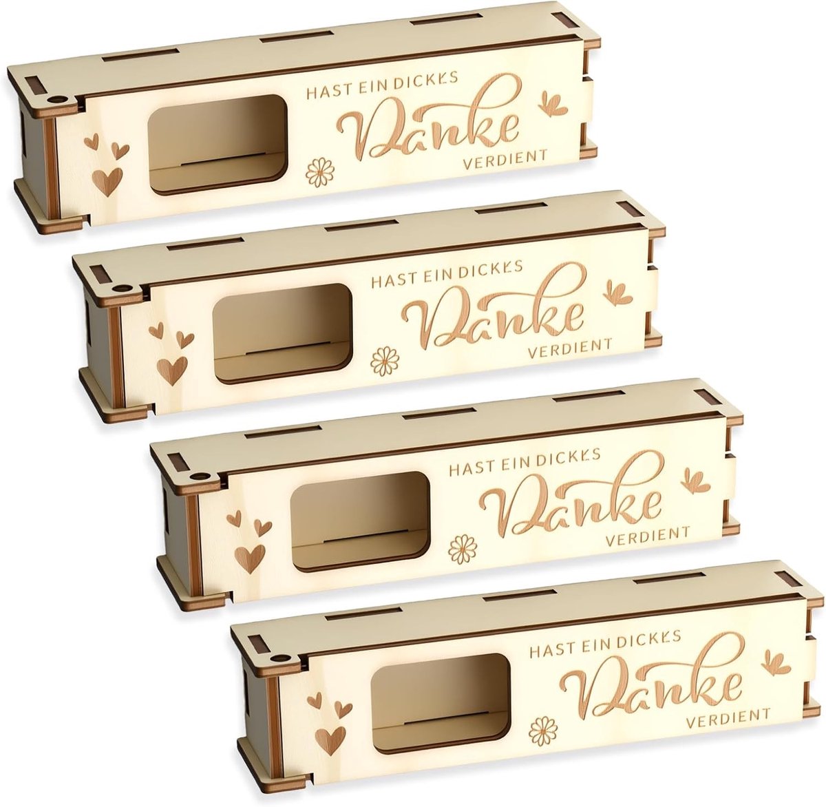 Houten geschenkdoos set van 4, perfect voor leraren en collega's, creatieve bedankjes voor vrienden en familie, ideaal voor verjaardagen en speciale gelegenheden