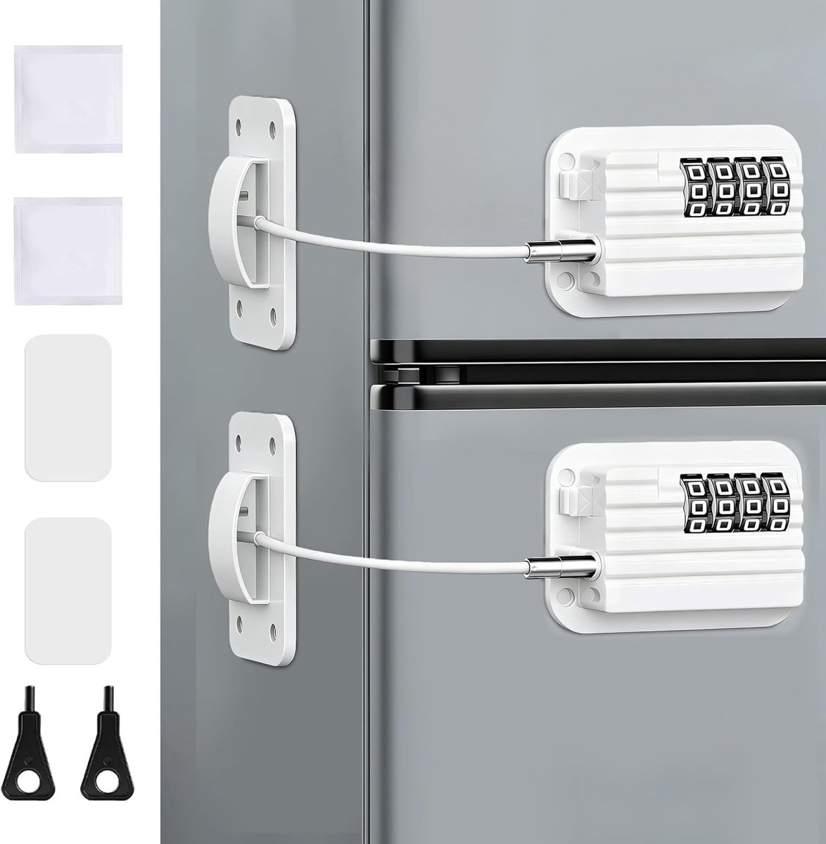Veiligheidsdeuren voor Koelkasten met Wachtwoord, 2 Stuks, Kindveilige Slot voor Keuken en Vriezer, Eenvoudig te Installeren zonder Boren
