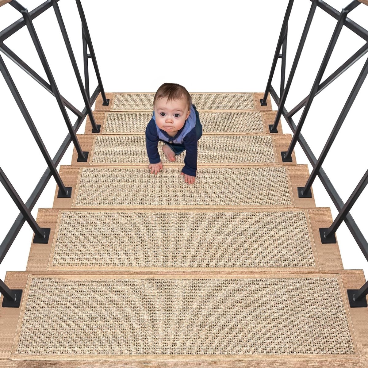 Non-slip tapijt voor houten trappen, residuvrij, ideaal voor binnengebruik, set van 15 stuks, 15 x 15 cm