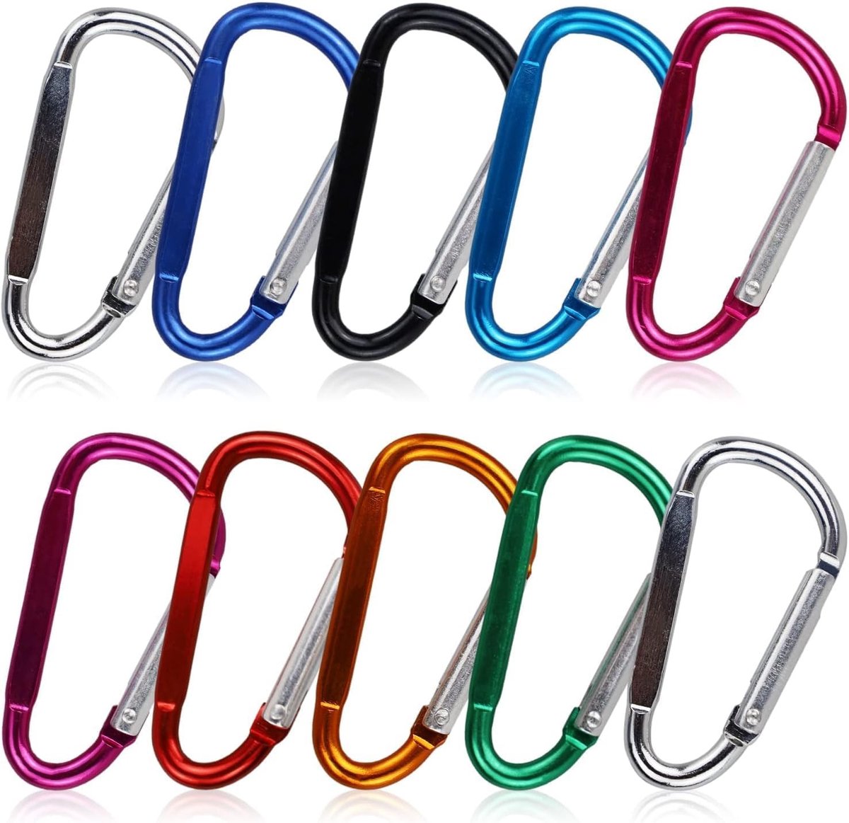 Duurzame D-Ring Carabiner Clip Haken voor Sleutelhangers, Camping, Vissen en Wandelen (10 Stuks)