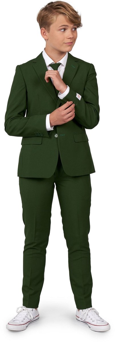 OppoSuits TEEN BOYS Glorious Green - Tiener Pak - Casual Effen Gekleurd - Donkergroen - Maat EU 134/140