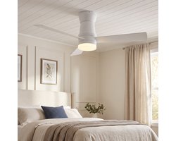 Plafondventilator met lamp - Diameter 106.6 cm - 3 kleurtemperaturen en 6 stille snelheden - omkeerbare motor - modern - Wit