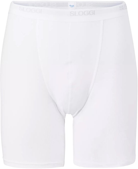 Witte Sloggi boxershort met grijze elastische tailleband met logo.