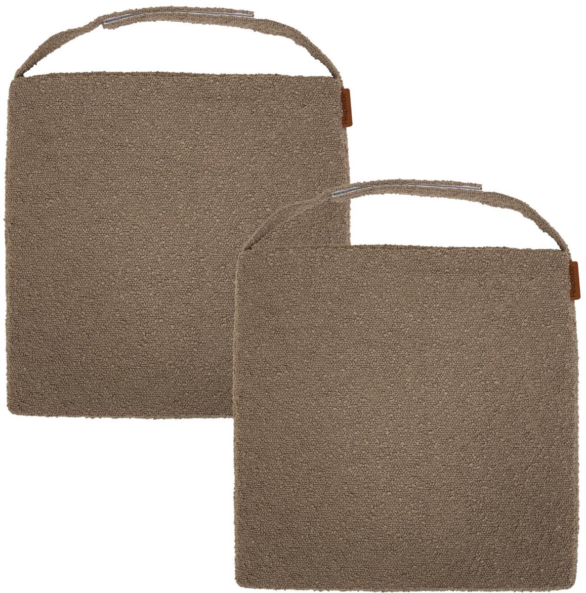 Hespiride stoelkussen Sofia - 2x - 40 x 40 x 4 cm - taupe - boucle - binnen/buiten