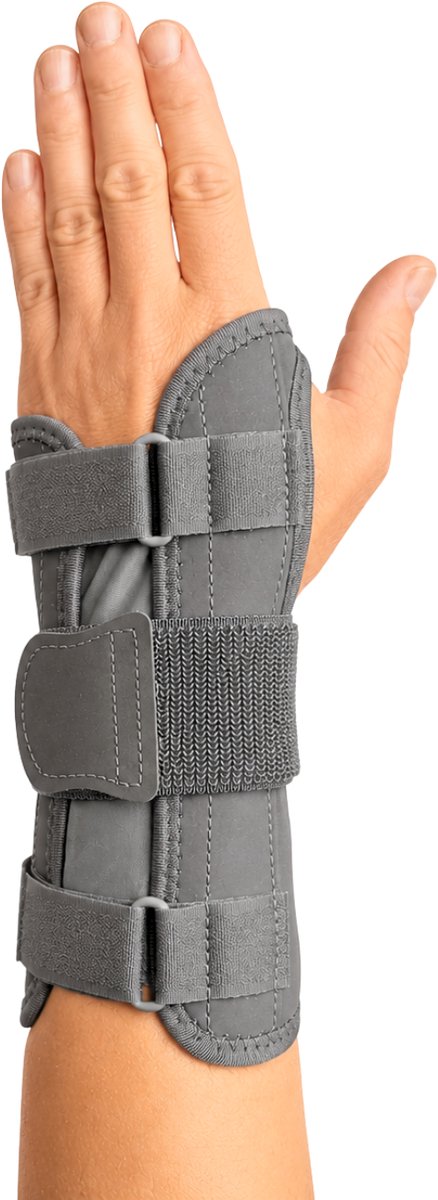KANGKA Polsbrace Links met Aluminium Spalk – Verstelbare Polsbandage voor Carpaal Tunnel Syndroom, RSI, Artrose en Overbelasting – Grijs