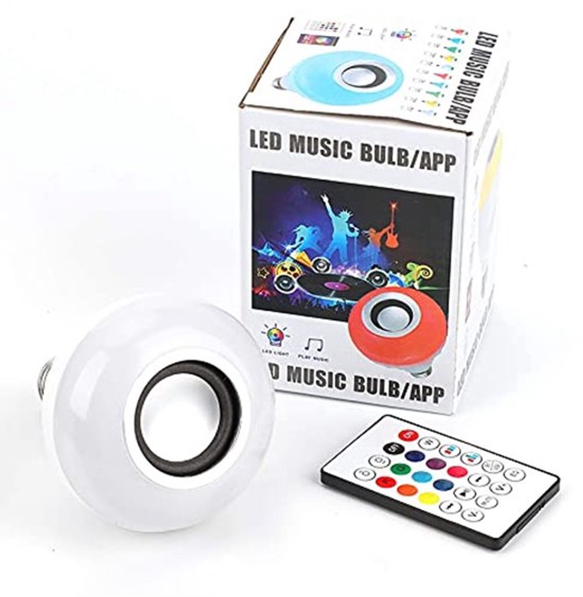 Smart Bulb Monopolys RGBW Bluetooths Muzieklamp 24-toetsen Afstandsbediening USB-kaart (zonder kaart) E26 / 27 100-240 V AC