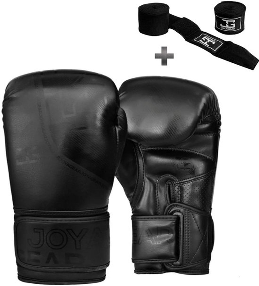 Joyagear "Evolution" Bokshandschoenen - 14 oz – Zwart – Thaise Microfiber – Nauwsluitende Pasvorm – Kickboksen & Boksen – Inclusief Bandage