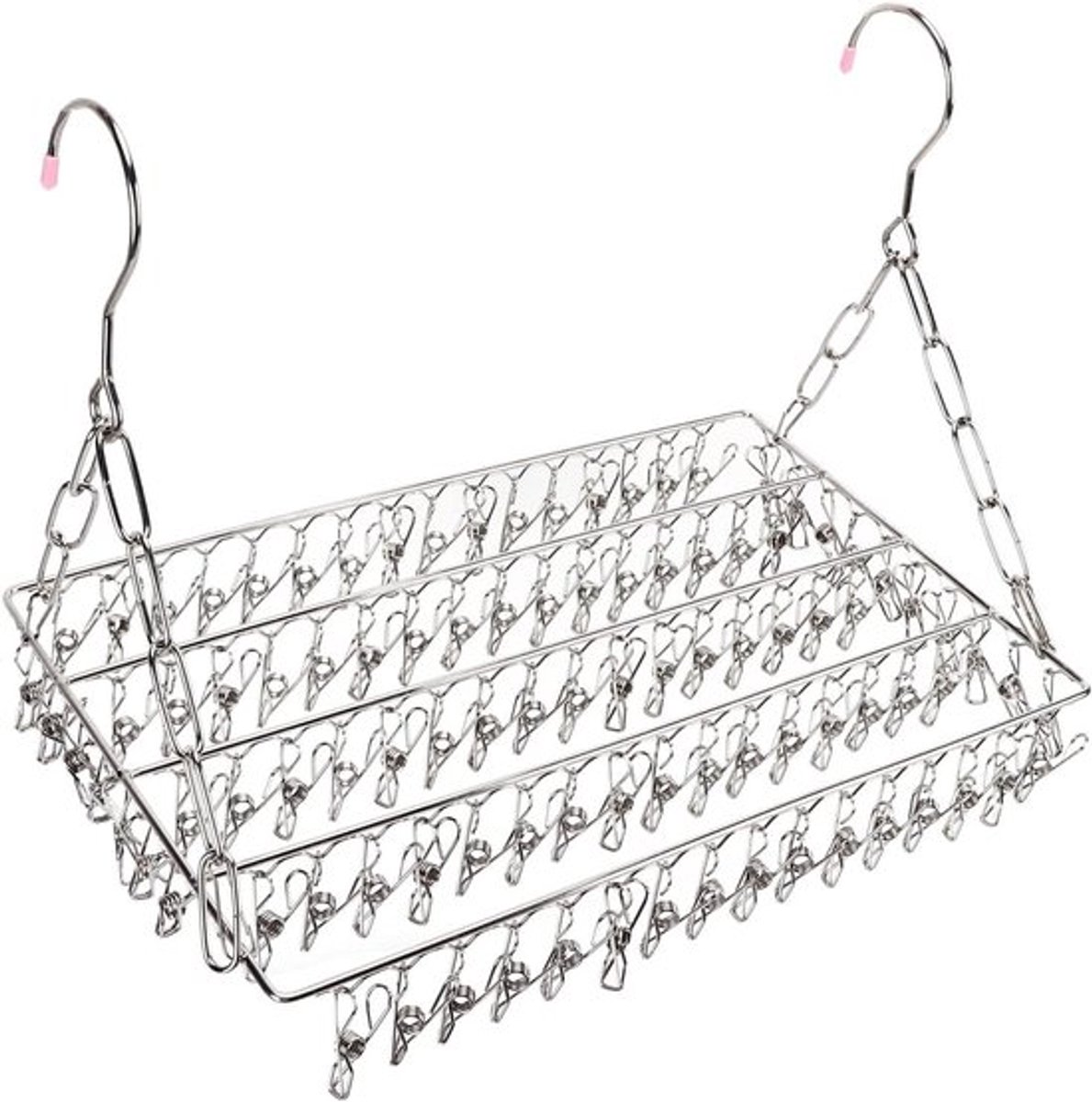 Wasdroogrek - Roestvrijstalen - Multifunctioneel - Sokken - Handdoeken - Geschikt voor balkon - Sokkenrek - RVS kledingdroogrek 100 clips Model - Multifunctioneel gebruik voor kleding