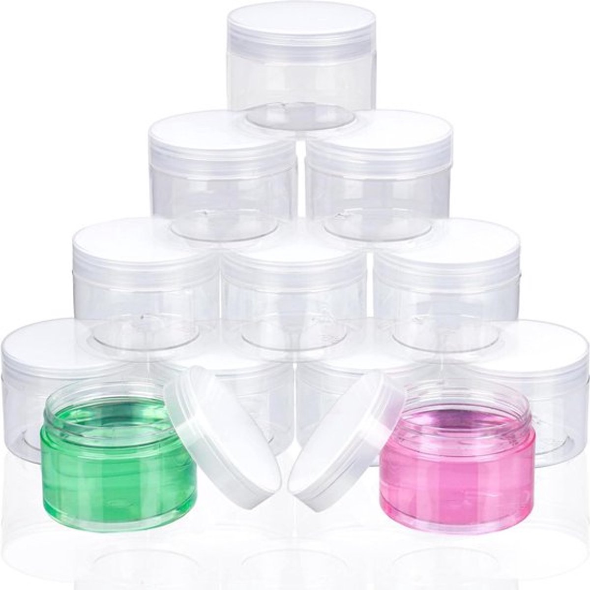 Helder Cosmetische Potten - 12 stuks, 120 ml - Containers met Schroefdeksels - Plastic Proefpotten - Ronde Opslag Reiscontainers - Voor Crèmes, Lotions, Make-up - Lekbestendig & Luchtdicht