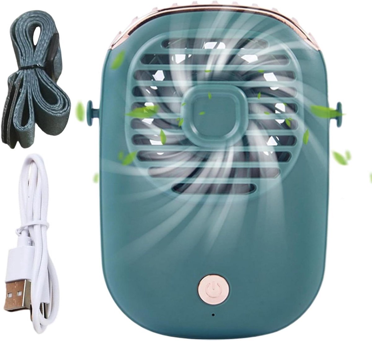 Draagbare ventilator - Handventilator - Persoonlijke verkoeling - Stil en effectief - 4 x 95 x 4 cm - Groen
