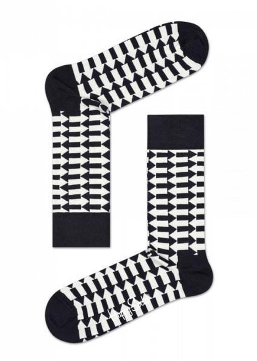 Happy Socks Direction Sokken - Zwart/Wit - Maat 36-40