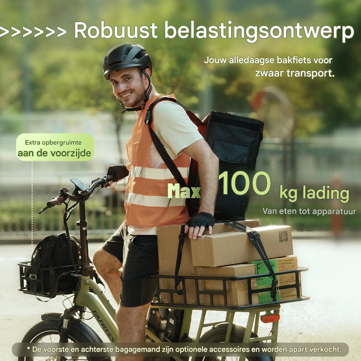 FAFREES 20 inch elektrische fiets met kinderzitjes – E-fiets – E-Bakfiets24Ah accu – maximaal 200kg draagvermogen – max 25km/u – tot 140km – voor gezinsuitjes en dagelijkse boodschappen –Blauw thumbnail 6