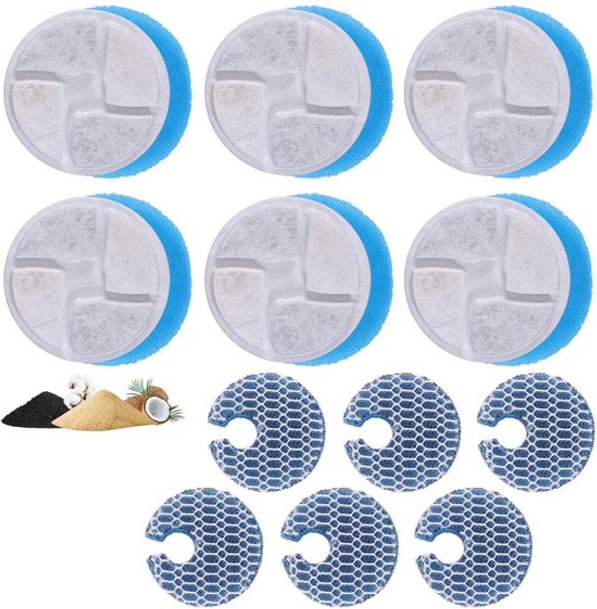 Sets Kattenfonteinfilters, 3 Drievoudige Filtratiesysteem Kattenfonteinfilter Vervangende Actieve Koolstoffilters voor 2L Roestvrijstalen Kattenfontein