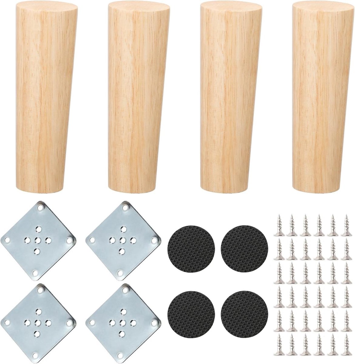 Houten Meubelpoten Set van 4 - Vervangende Conische Poten voor Sofa, Bed en Stoelen (15 cm Hoog)