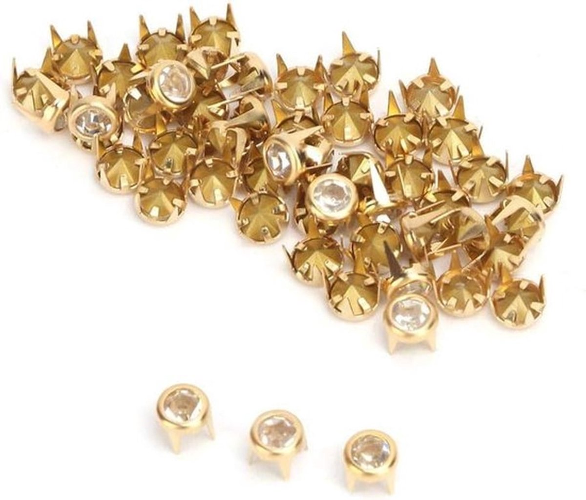 DIY Mode Klauw Kralen Nailhead Studs Punk Diamant Spikes Klinknagels - Set van 50 stuks (Zilver/Goud, 6mm)