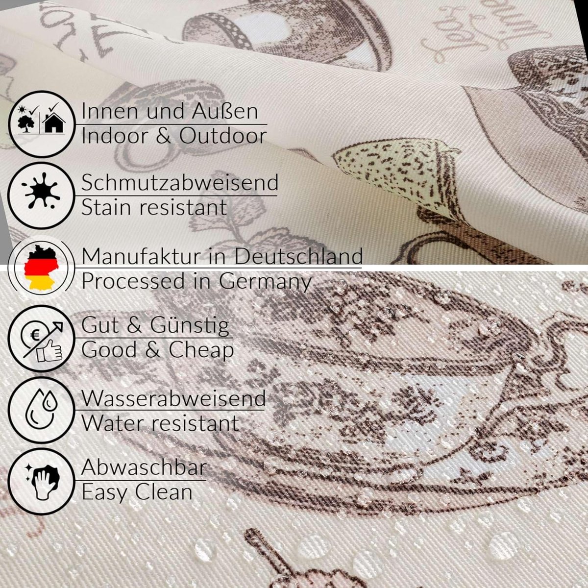 Tafelkleed - Tafellinnen Afwasbaar - Tafel Beschermen - Waterafstotend - 120 x 140 cm - Tea Time