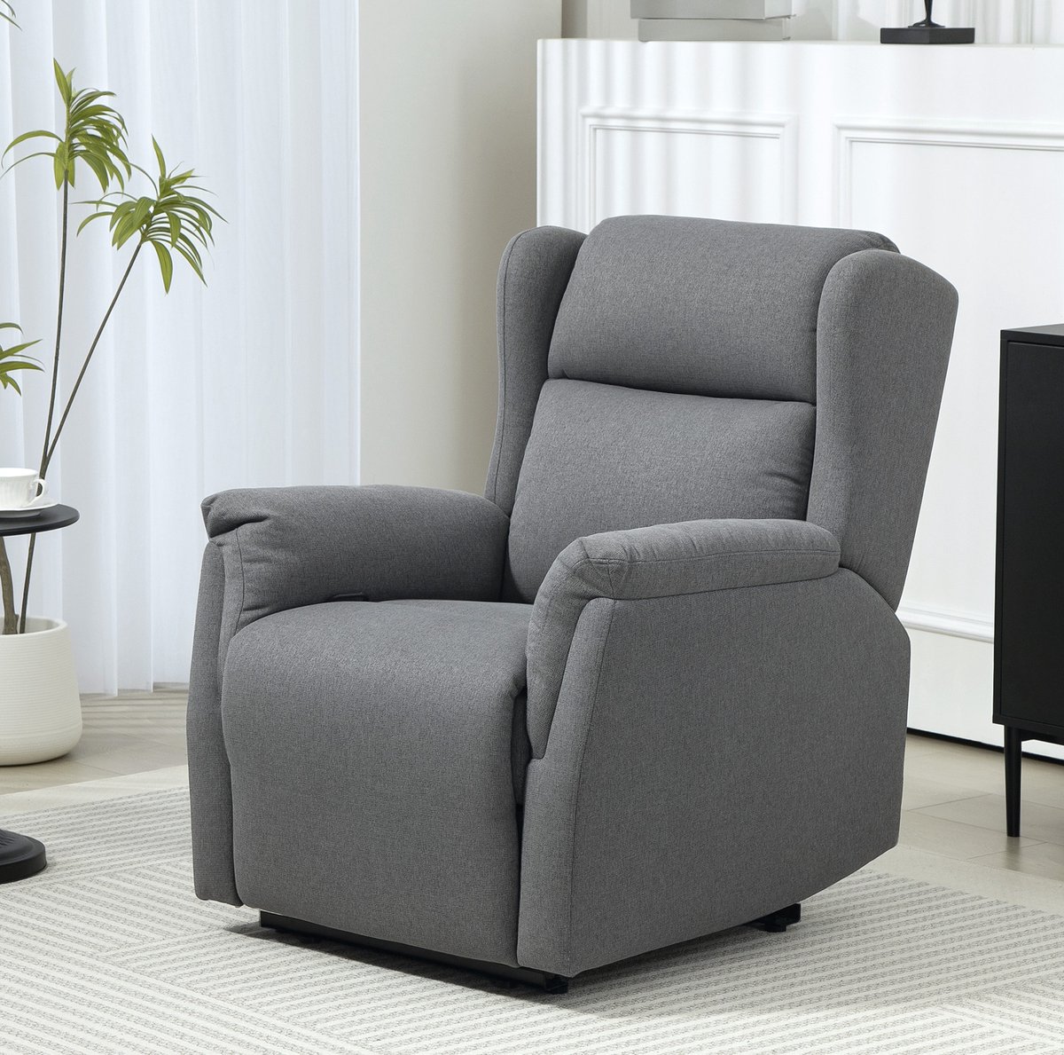 FloraGrace Relaxfauteuil 80 x 94 x 101 cm - Handmatig Verstelbaar Tot 160 Graden Met Voetensteun - Woonkamer Of Slaapkamer - Stof - Donkergrijs
