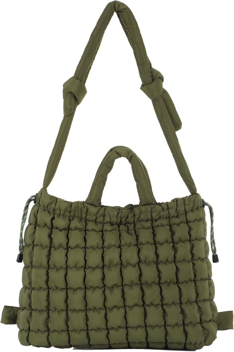 Grote Gewatteerde Schoudertas voor Vrouwen, Lichtgewicht Fluffy Nylon Tote, Ideaal voor Winkelen en Dagelijks Gebruik