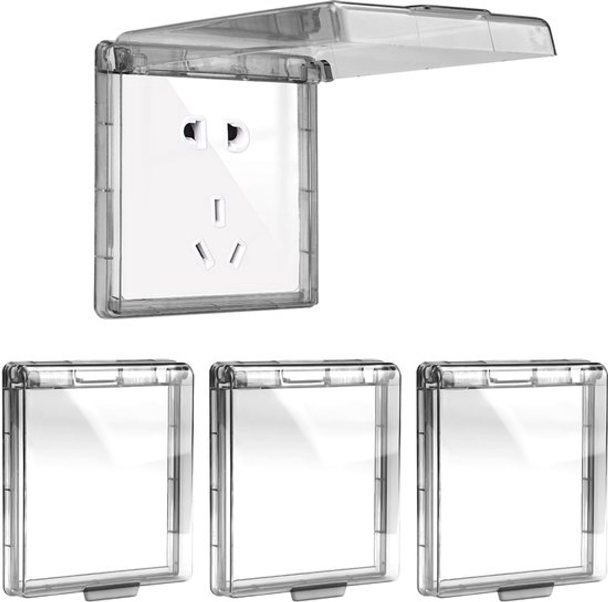 4 Stuks Schakelaar Cover, Type 86 Flip Outlet Box, Plug Cover, Wafer Dun, Waterdicht, Universele Box voor Stopcontacten, Socket Cover, voor Badkamer, Thuis, Buiten
