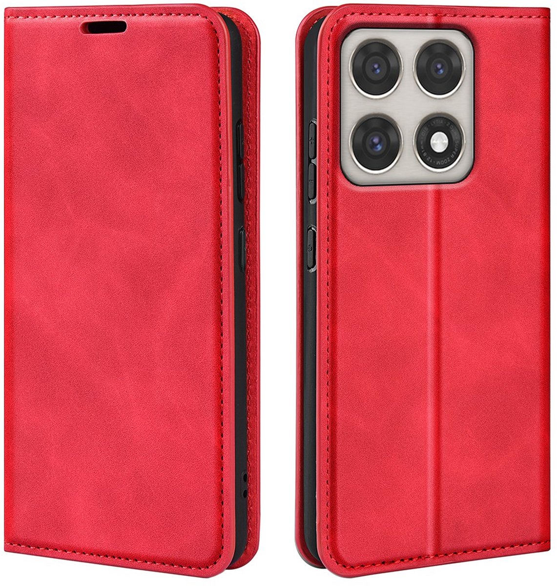 MobyDefend Hoesje - Geschikt voor Motorola Edge 70 Pro - Luxe Wallet Bookcase (Magnetische Sluiting) - Rood