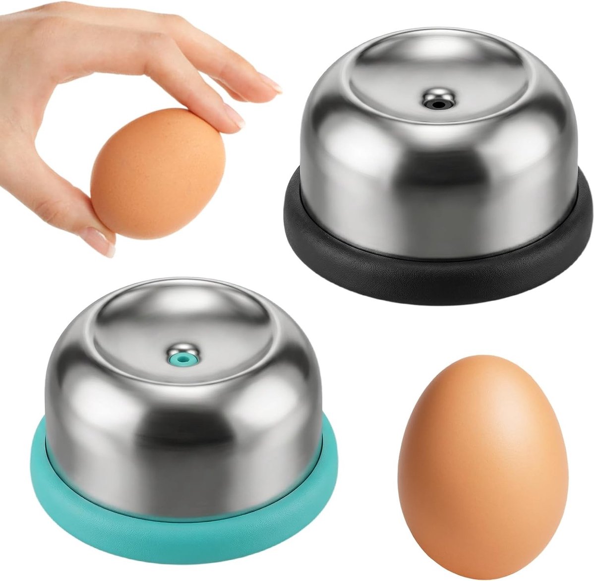 Set van 2 roestvrijstalen eierponsen met antislip basis voor perfecte hardgekookte eieren