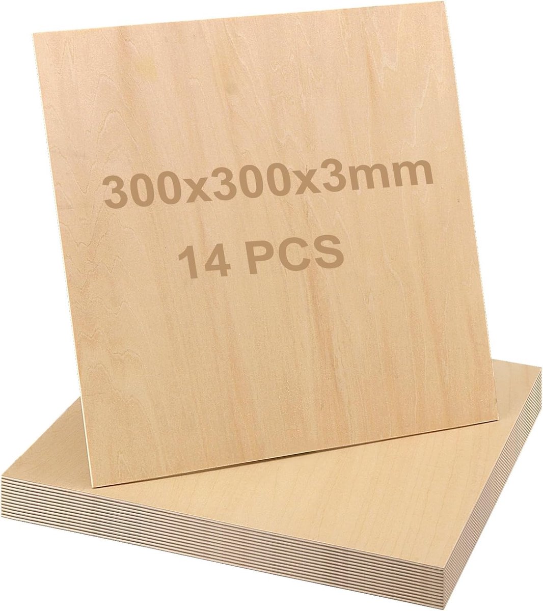 14 Stuks Onbehandelde Balsa Houtplaten 300x300x3mm voor Schilderen, Houtsnijden en DIY Projecten