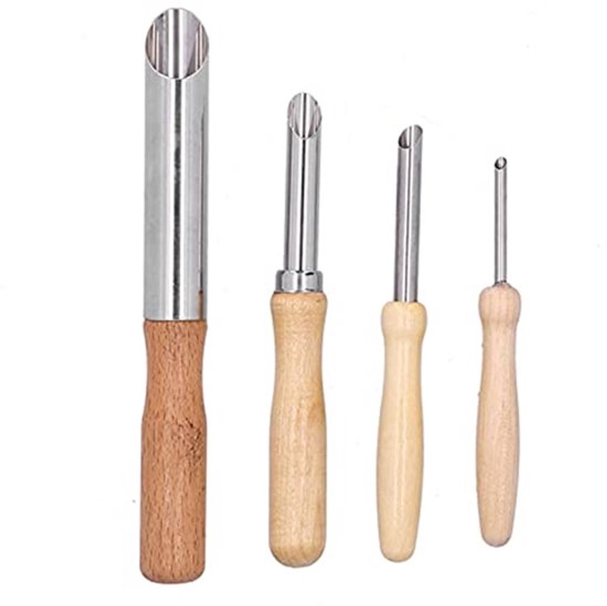 RVS Ronde Klei Gat Cutter, Gereedschapsset Voor Aardewerk, Beeldhouwgereedschap Met Houten Handvat