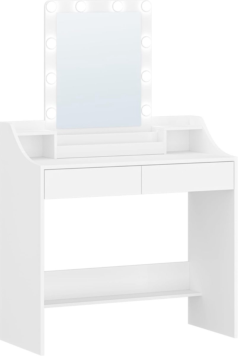 Hzuaneri Kaptafel 90cm met Led Verlichting, Regelbare Helderheid, Wit