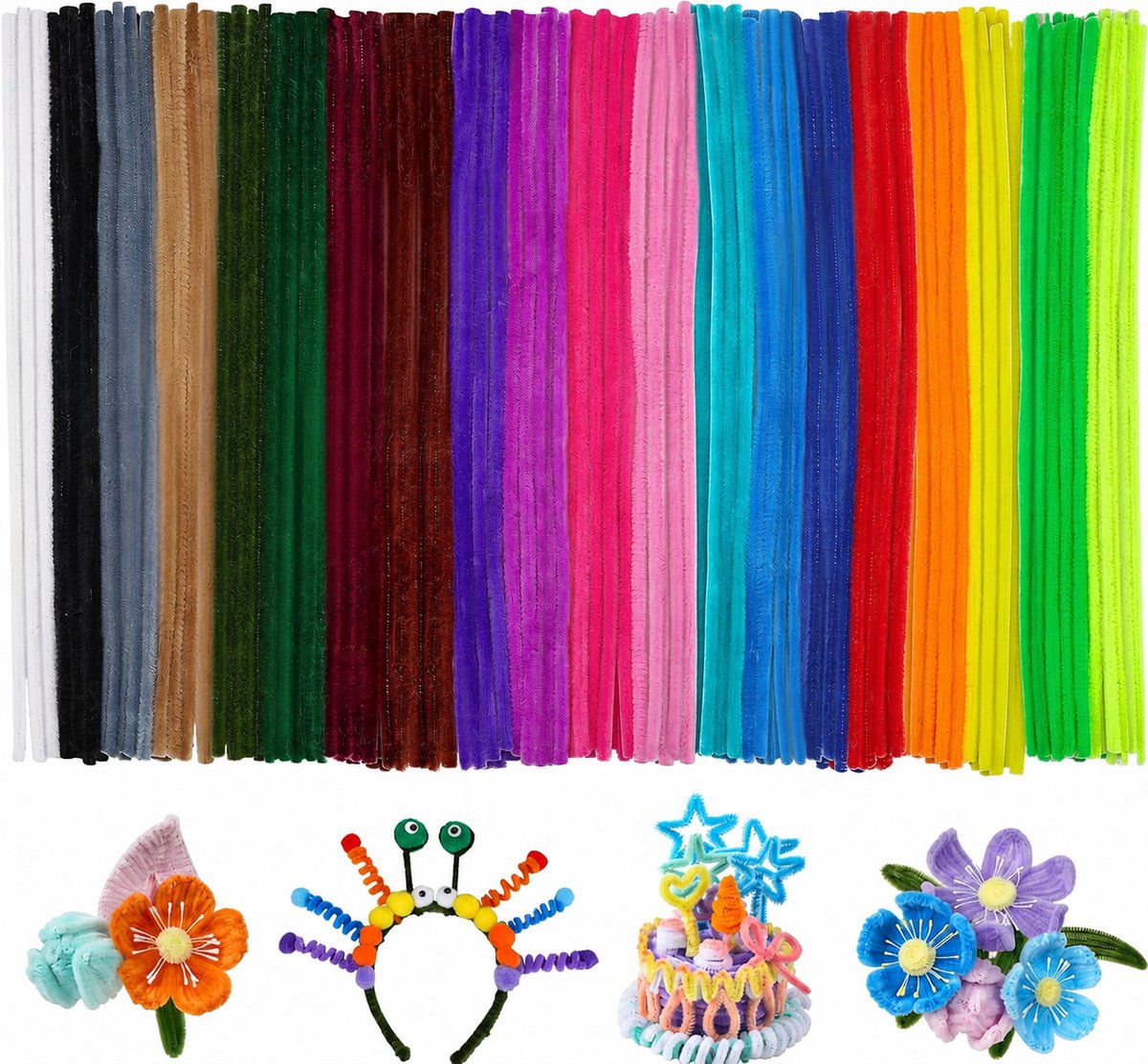 Daity 200 stuks - Pijpenragers voor knutselactiviteiten, 30 cm, meerdere kleuren, pluizige staafjes, knutselaccessoires, kunst en handwerk, voor creatieve handgemaakte decoraties, 20 kleuren