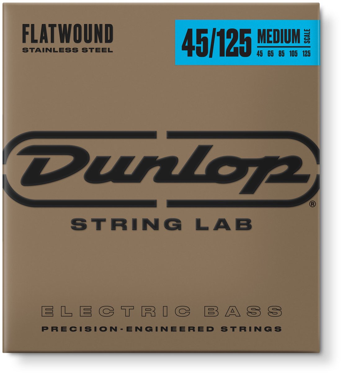 Jim Dunlop Flatwound - Basgitaarsnaren - Basgitaar - 5-Snarig - Medium Scale - 45-125