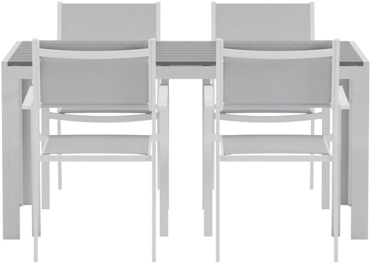 Break tuinmeubelset tafel 90x150cm grijs 4 stoelen grijs.