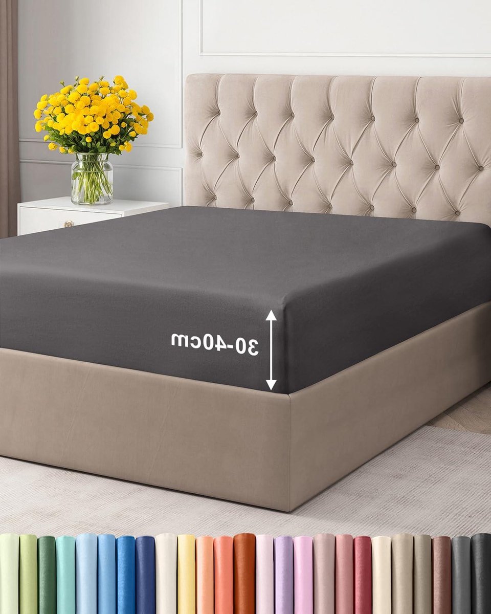 Hoeslaken - Beddengoed - Slaapcomfort - Diepe hoek - 180x200 cm - Donkergrijs