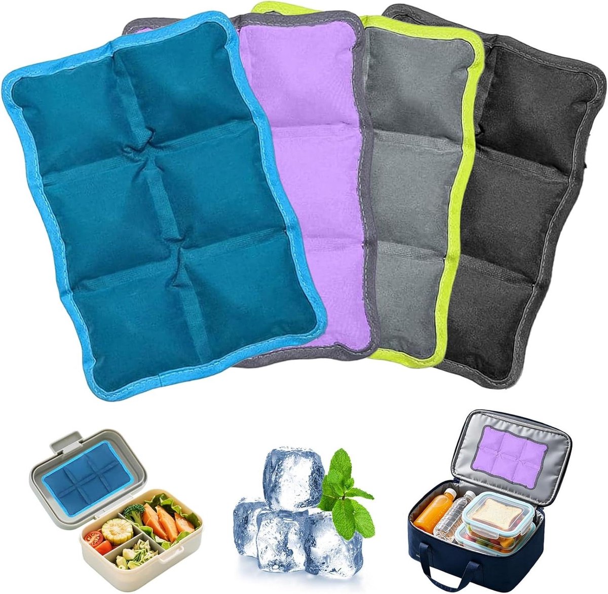 Koelaccu's 4 stuks - Koelelementen Lunchtas - Eten Koel Houden - Ultradun Ontwerp - 15 x 10 cm - Meerdere Kleuren