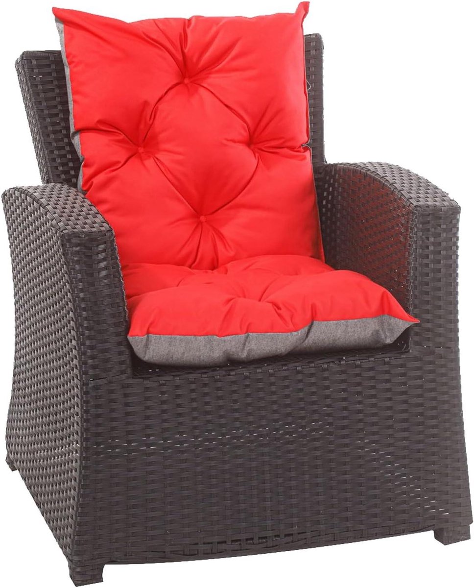 Tuinkussen Hoge Rugleuning - Loungekussen Stoelkussen - Ontspannen Buiten - Extra Dik Comfort - 4 Stuks - Rood