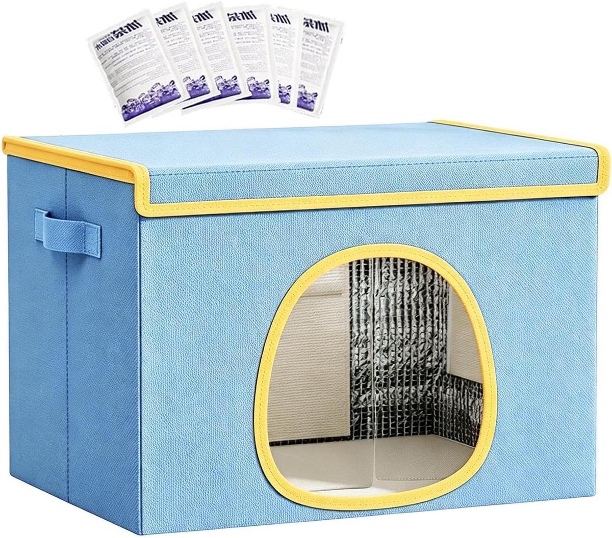 Huisdieren Koelbed - Hondenmand Kattenhuis - Huisdieren Koel Houden - Ingebouwde IJselementen - 50x40x36 cm - Blauw