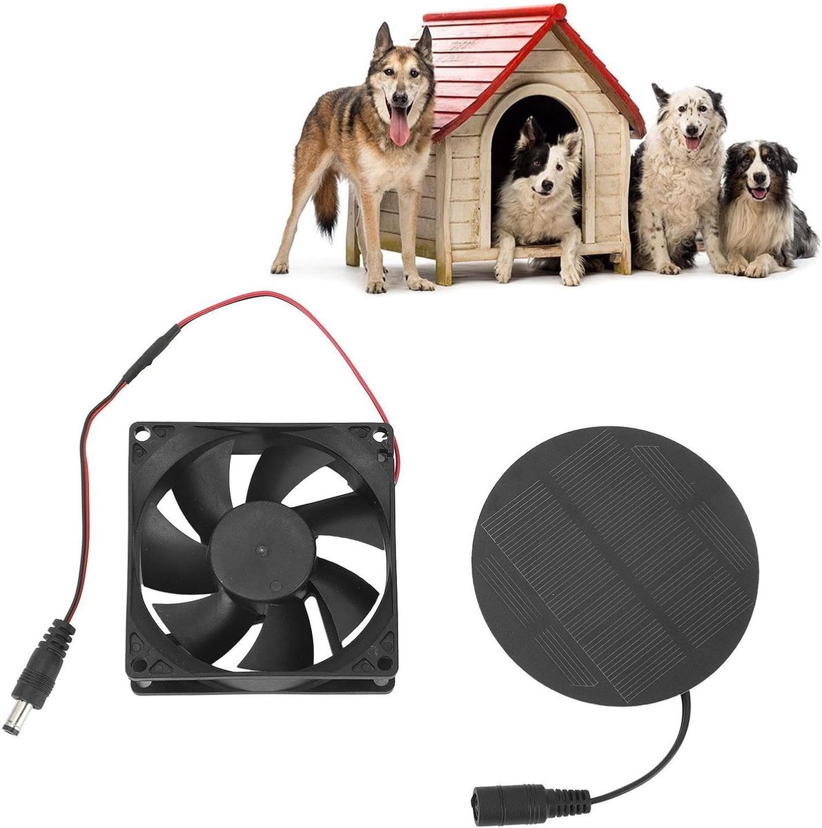 Zonneventilator - Broeikasventilator Ventilator op zonne-energie - Luchtcirculatie Verbeteren - IP65 Waterdicht Ontwerp - 22.6B x 3.7D x 3.7H cm